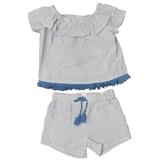 Infant & Toddler Girls Baby White & Blue Stripe Shirt & Short Set Outfit