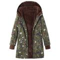 Winter Warm Style Floral Hooded Jacket Women Vintage Flower Print Hooded Jacket Oversized Coats Winter Padded Jacket Women Parkas