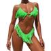 LA HIEBLA Women Two Piece Swimsuit Sexy Swimwear Halter String Tassel Triangle Bikini Sets