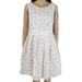 XSCAPE Womens White Sleeveless Jewel Neck Above The Knee Fit + Flare Cocktail Dress Size 14