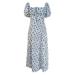 SweetCandy Maxi Dress For Women Boho Dress Cottagecore Dress Spring Summer Dress Wrap Floral Casual Vintage Square Neck Dress