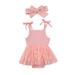 Infant Baby Girls Clothes Flower Lace Strapless Romper Dress Headband Outfits