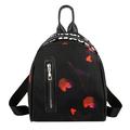 Winnereco Print Small Travel Backpacks Women School Knapsack Nylon Rucksack (Red)