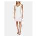 LAUNDRY Womens White Segal Feather-trim Sleeveless V Neck Above The Knee Sheath Party Dress Size 10