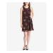 TOMMY HILFIGER Womens Black Floral Velvet Sleeveless Jewel Neck Above The Knee Shift Dress Size: 4