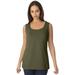 Jessica London Women's Plus Size Horseshoe Neck Tank Top Stretch Cotton