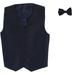 Baby Boys Navy Poly Silk Vest Bowtie Special Occasion Set 3-12M