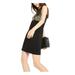 MICHAEL KORS Womens Black Sequined Sleeveless Jewel Neck Short Shift Party Dress Size S