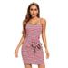 Women's Slim Fit Dress Stripe Print Dress Sling Dress Bandage Skirt One Step Skirt Mini Dress