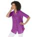 Woman Within Women's Plus Size Pintucked Button Down Gauze Shirt