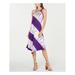 INC Womens Purple Tie Dye Sleeveless Halter Midi Sheath Dress Size: L