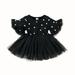 Gueuusu Infant Kids Dots Print Dresses, Chiffon Short Sleeve Patchwork Gown