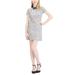 Maison Jules Embellished Collar Metallic Jacquard Dress Grey