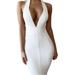 Lovaru Women Deep V Neck Halter Bandage Dress