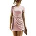 Womenâ€™s Summer Casual T Shirt Dress Crew Neck Ruched Stretchy Sundress Bodycon Short Mini Dress T Shirt Dresses