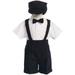 Lito Little Boys Black Bow Tie Hat Suspendered Short Shirt Clothing Set