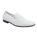 Mario Lopez Men Smoking Slipper Metallic Sparkling Glitter Tuxedo Slip on Dress Shoes Loafers White 12