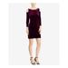 AMERICAN LIVING Womens Purple Cold Shoulder Velvet Long Sleeve Jewel Neck Above The Knee Fit + Flare Party Dress Size 4