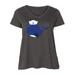 Inktastic Navy Blue Whale With Sailor Hat, Sailor Whale Adult Women's Plus Size V-Neck Female