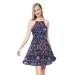 Ever-Pretty Women's Halter Floral Printed Sleeveless Casual Dress Summer Short Sundresses 05693 Navy Blue US8