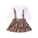 luethbiezx Newborn Baby Girl Floral Long Sleeve Doll Collar Skirt Strap Dress Cotton Cloths