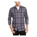 ALFANI Mens Gray Windowpane Plaid Dress Shirt M