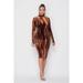 Adeline Velvet Midi Dress - Rust