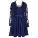 Big Girls Beautiful 3 Pieces Lace Jacket Dress Necklace Set Flower Girl Dress Royal 12 (2J0K9S6)