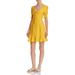 Lost + Wander Womens Off-The-Shoulder Lace-Up Mini Dress Yellow M