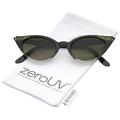 zeroUV - Women's Retro Rhinestone Embellished Oval Lens Cat Eye Sunglasses 51mm - 51mm