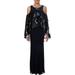 Lauren Ralph Lauren Womens Thackery Sequined Cold Shoulder Evening Dress