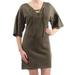 SANCTUARY Womens Green Lace Up Bell Sleeve V Neck Mini Shift Dress Size M