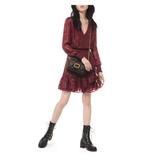 MICHAEL KORS Womens Red Ruffled Printed Long Sleeve V Neck Mini Fit + Flare Dress Size XL