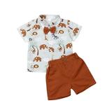 Baby Boy Kids Gentleman Short Sleeve Shirt Tops+Pants Shorts Clothes Cotton Sets