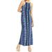 MICHAEL KORS Womens Blue Patterned Sleeveless Halter Full-Length Shift Dress Size S