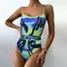 Women Gradient Print Push Up One-piece Bikinis Swimsuit Beachwear Swimwear