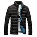 Pretty Comy Men Retro Solid Color Thick Cotton Winter Stand Collar Down Zipper Bomber Jacket Casual Coat