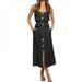 Left wind Women's Summer Casual Button Split Foam Crepe Bandage Dress Women Dresses Sashes Solid Split Straight Knitting Black L