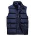 Men Autumn Winter Solid Color Down Stand Collar Jacket Thick Warm Down Zipper Vest Slim Coat