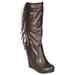 Ann Creek Women's Hidden Wedge Heel Fringe Boots