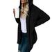 Aktudy Loose Pure Hooded Coat Fur Fleece Women Thin Cardigan Outfit (Black M)