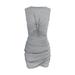 Sexy Crop Shirt Dress Ladies Fashion Bag Hip Dress High Waist Women Slim Dresses Gray S