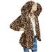 Follure Women's Casual Leopard Pockets Oversized Faux Fur-Fuzzy Hooded Outerwear Coat