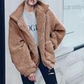 Women Jacket Coat Loose Lapel Lapel Jacket Coat Long Sleeve Warm Zipper Plush Outwear