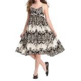 Bonnie Jean Little Girl 4-6X Black White Floral Print Side Flounce Dress