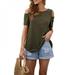 CUTELOVE Women Cold Shoulder T-shirt Tops V-Neck Short-Sleeve Female Tee Shirt Summer Casual Loose Solid Color T Shirt