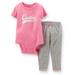 Carters Baby Clothing Outfit Girls 2-Piece Bodysuit & French Terry Pant Set - Pink/Heather