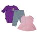 Carter's Baby Girls Bodysuit Pants 3PC Set Striped Pink Purple Dots Grey 6M