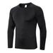 JANDEL Men's Quick-drying Fitness Long-sleeved Stretch Tight Sports Running Training Suit, Breathable Sweat-wicking T-shirt Top, Black M