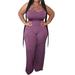 KVMeteor Women's Plus Size Solid Color Hollow Out Sleeveless Suit